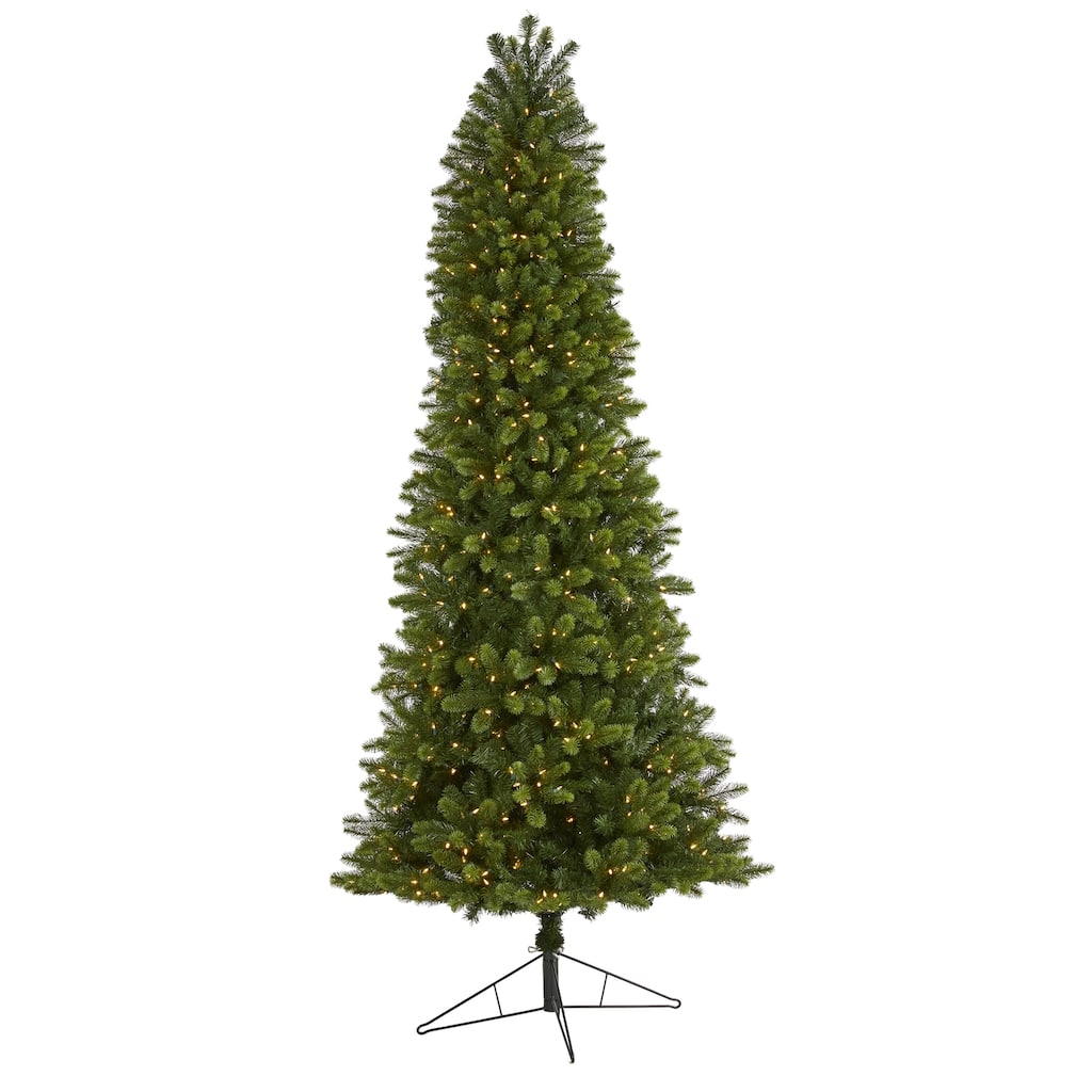 9ft. Slim Spruce Artificial Christmas Tree with 750 Warm White Multifunction LED Lights - Stunning Tall Holiday X-Mas Tree