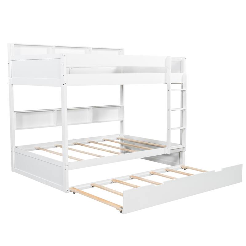 Bunk Bed with Trundle & Dual-Side Storage Shelves by Harper&Bright Designs