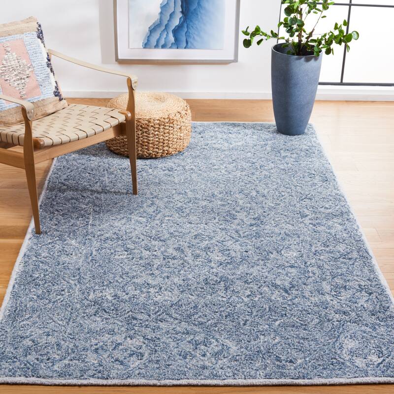 SAFAVIEH Handmade Marquee Hasime Modern Wool Rug - 4' x 6' - Blue/Grey - Rectangle