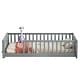 preview thumbnail 8 of 10, Grey Twin Size Pine Wood Floor Platform Bed with Fence