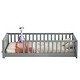 preview thumbnail 42 of 66, Twin Size Floor Bed Frame for Kids Bed with Fence Guardrails Endbed Storage Splint Platform Bed - Available with or without Door