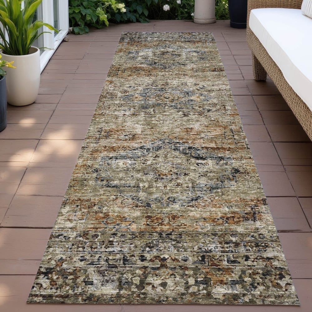 Machine Washable Indoor/Outdoor Vintage Traditional Chantille Rug