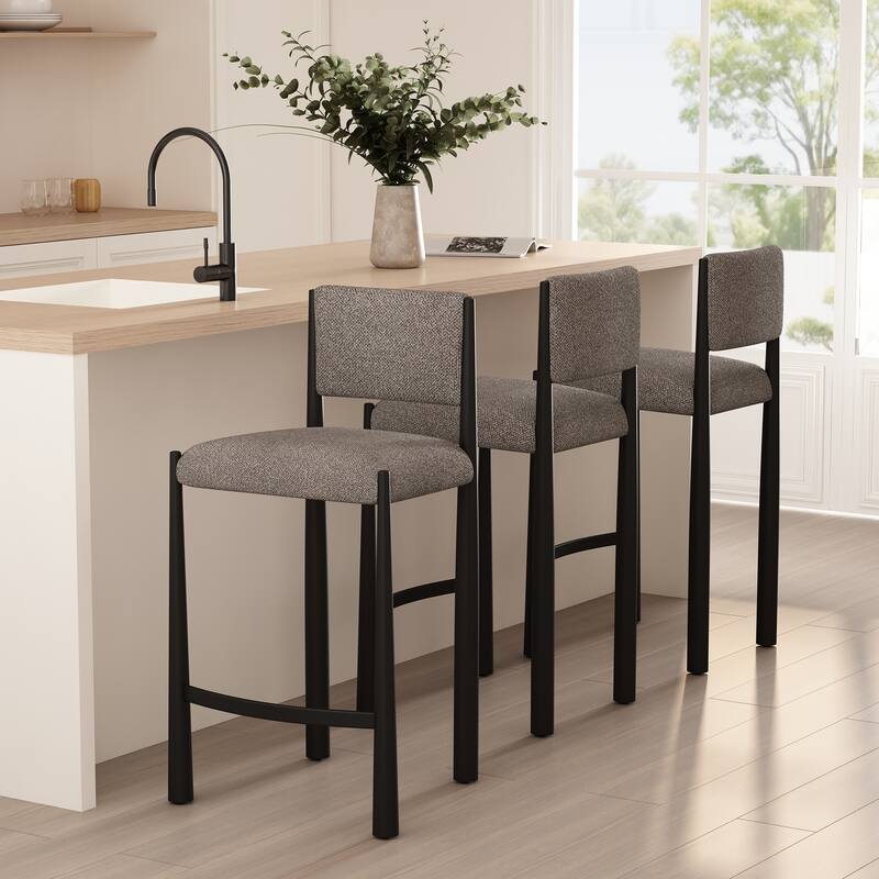 Manhattan Comfort Lennor Metal Boucle Counter Stool