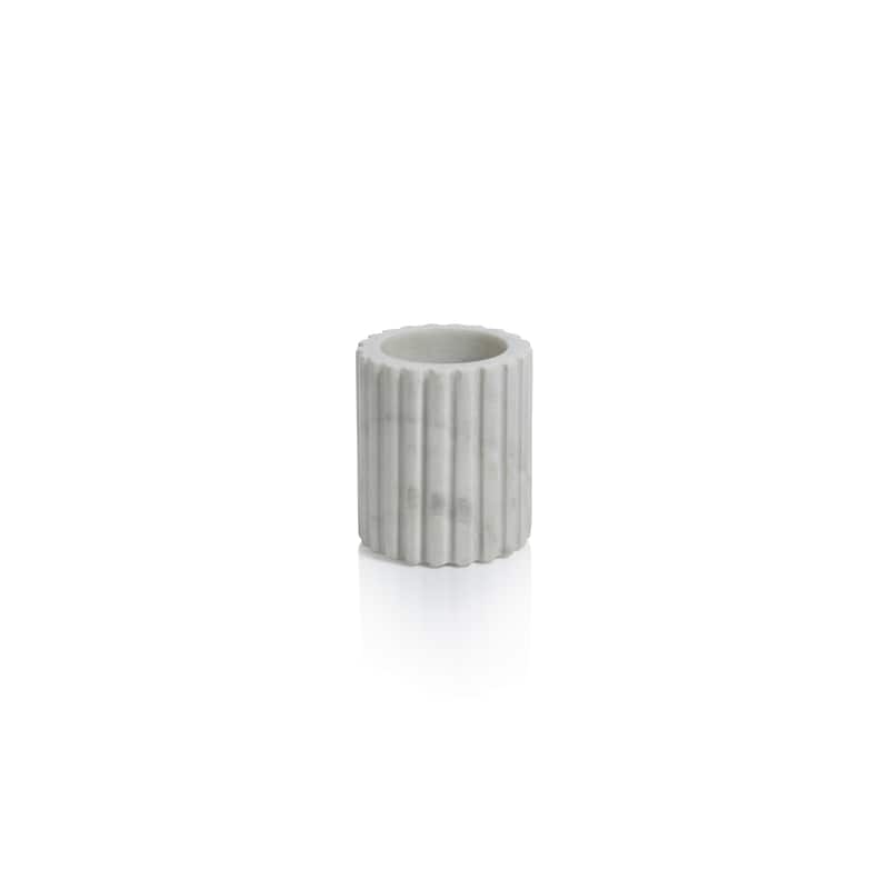 Calabria Fluted Marble Vanity Tumbler - White