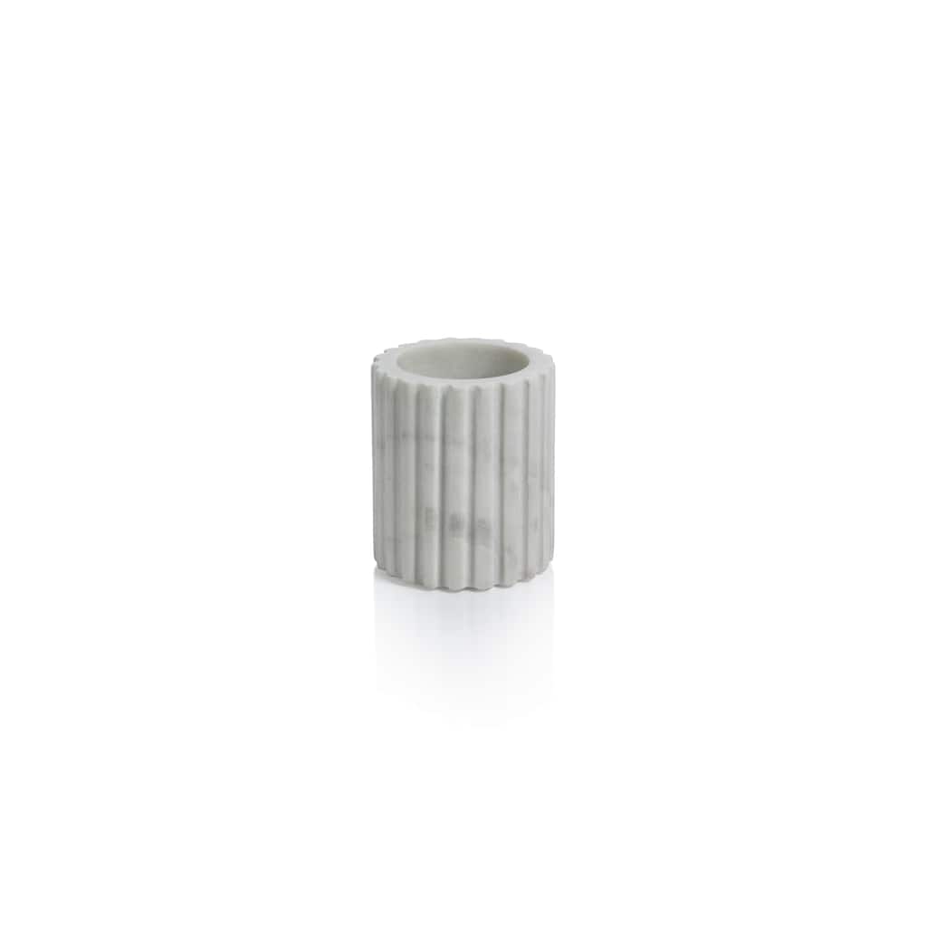 Calabria Fluted Marble Vanity Tumbler - White