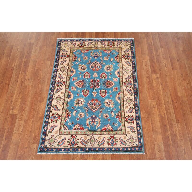 Blue Oushak Oriental Accent Rug Hand-Knotted Wool Carpet - 3'3" x 4'9"