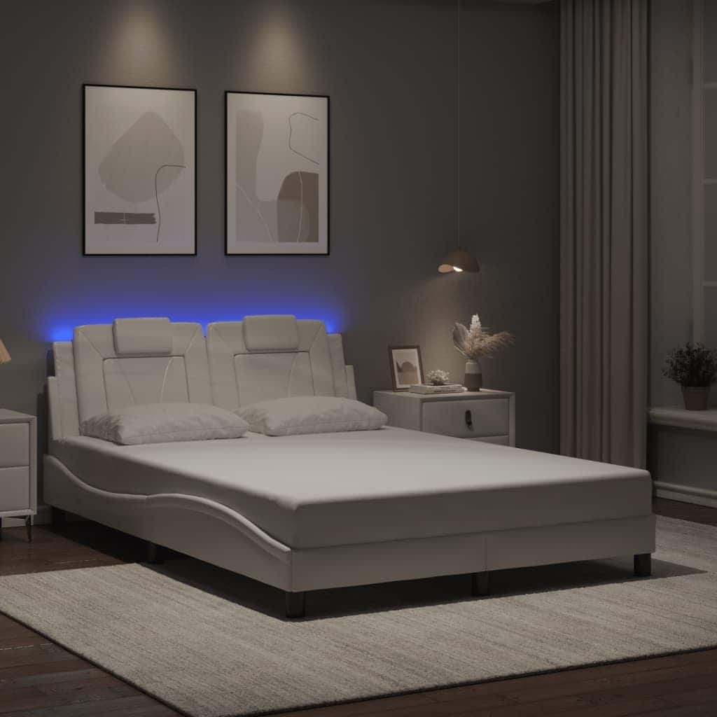 vidaXL Bed Frame with LED Lights Mattress Foundation Furniture Faux Leather
