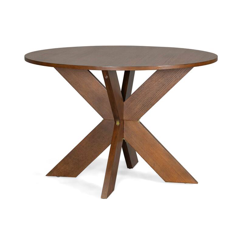 Classic Round Dining Table, Space-Saving Kitchen Table Seats 5, Cherry Finish, Sturdy and Easy to Assemble