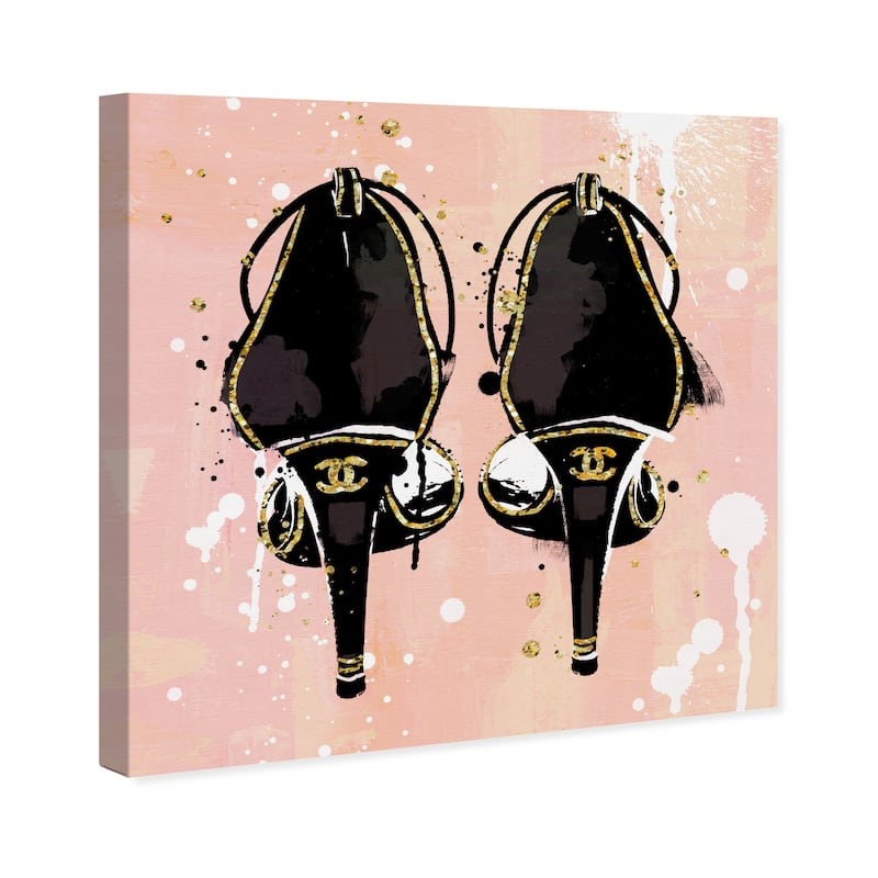 Wynwood Studio Canvas Fashion and Glam Splattered Heels Pink and Light Pink Glam Wall Art Canvas Print
