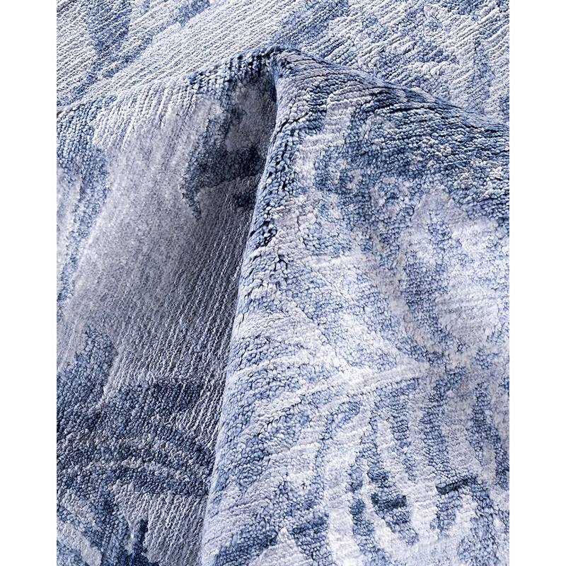 Modern One-of-a-Kind Handmade Area Rug, Blue - 9' 0" x 12' 1"