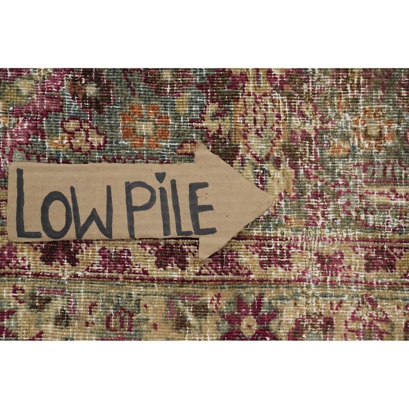 Hand Knotted Oriental 100% Wool Carpet Traditional Floral Pink Mashad Area Rug - 13' 5'' X 9' 6''