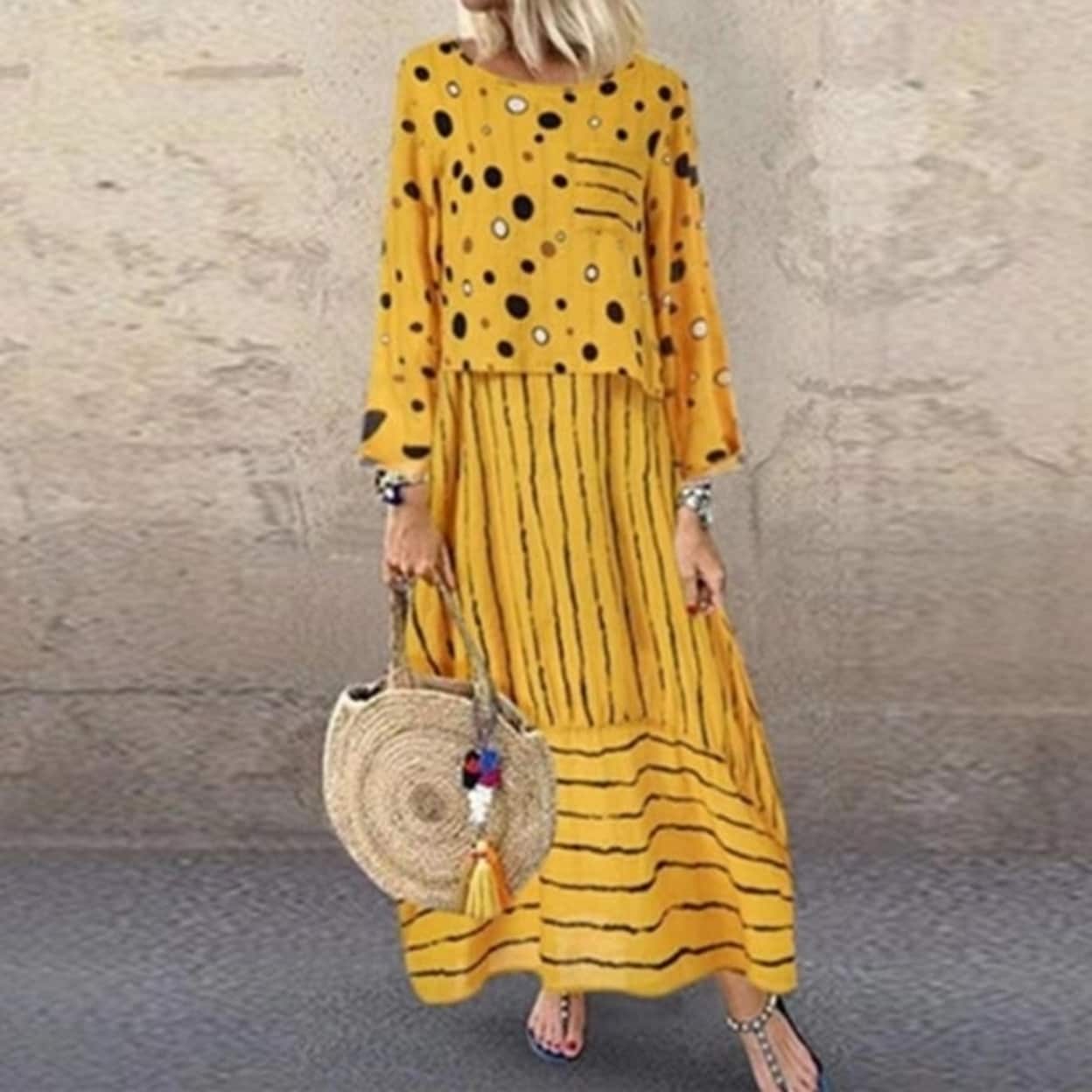 yellow bohemian maxi dress