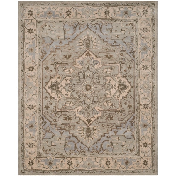 Safavieh Heritage Jaland 4 x 6 Beige/Blue Indoor Floral/Botanical Oriental Handcrafted Area Rug