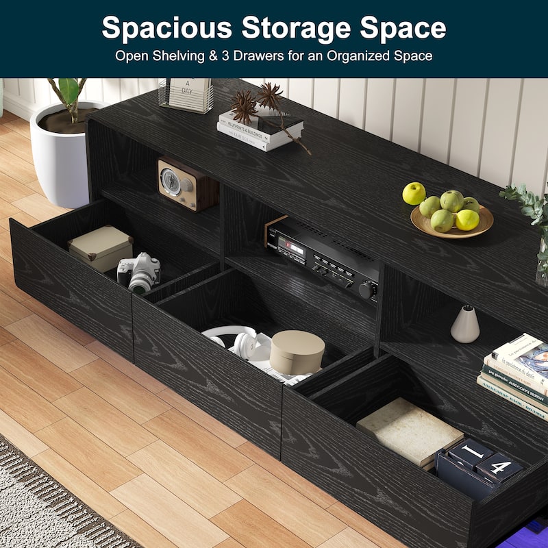 Modern 59-inch TV Stand with LED Lights & Storage