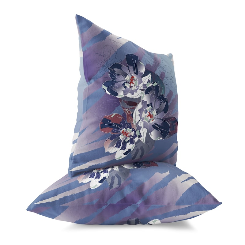 Blue And Violet Rosemary Romance Indoor/Outdoor Throw Pillow Zipper