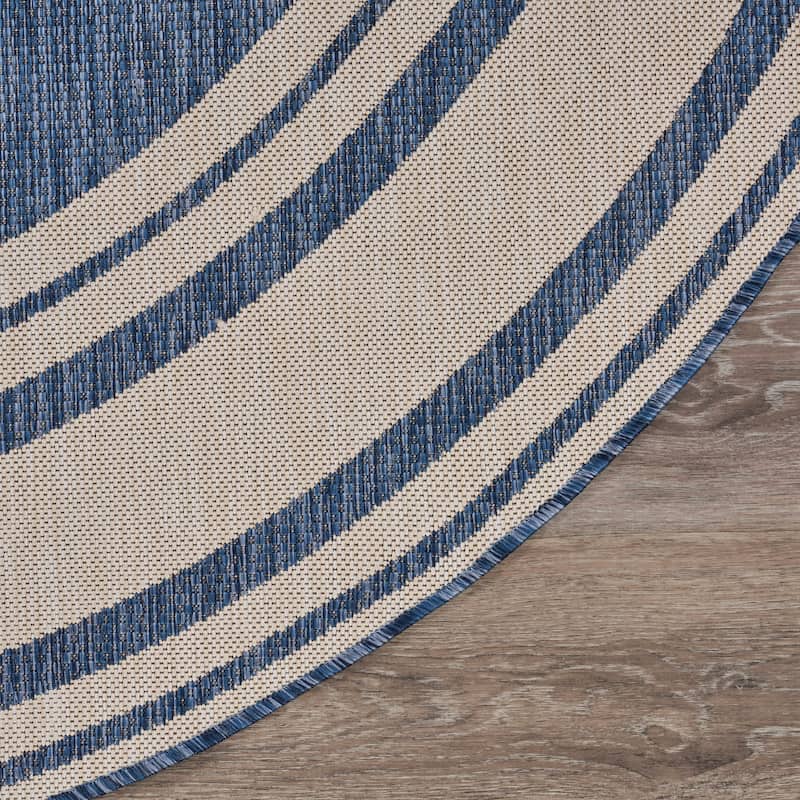 Sevita Tides Nautical Compass Blue/White Indoor/Outdoor Area Rug