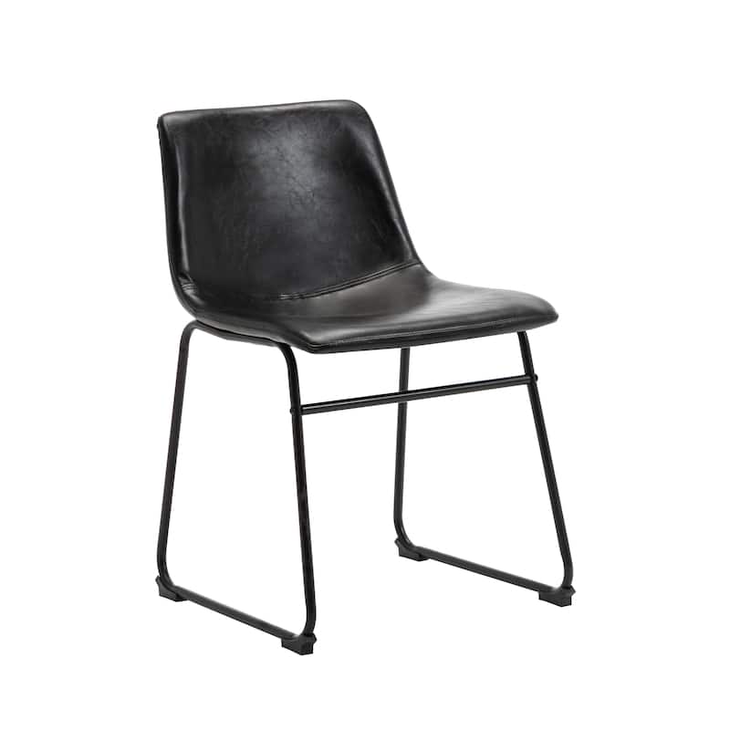 Porthos Home Donne Dining Chairs Set of 2, PU Leather, Iron Sled Legs