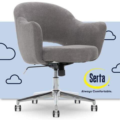 Serta Valetta Home Office Chair, Home Desk Chair with Memory Foam Padding, Chrome-Finished Stainless-Steel Base,