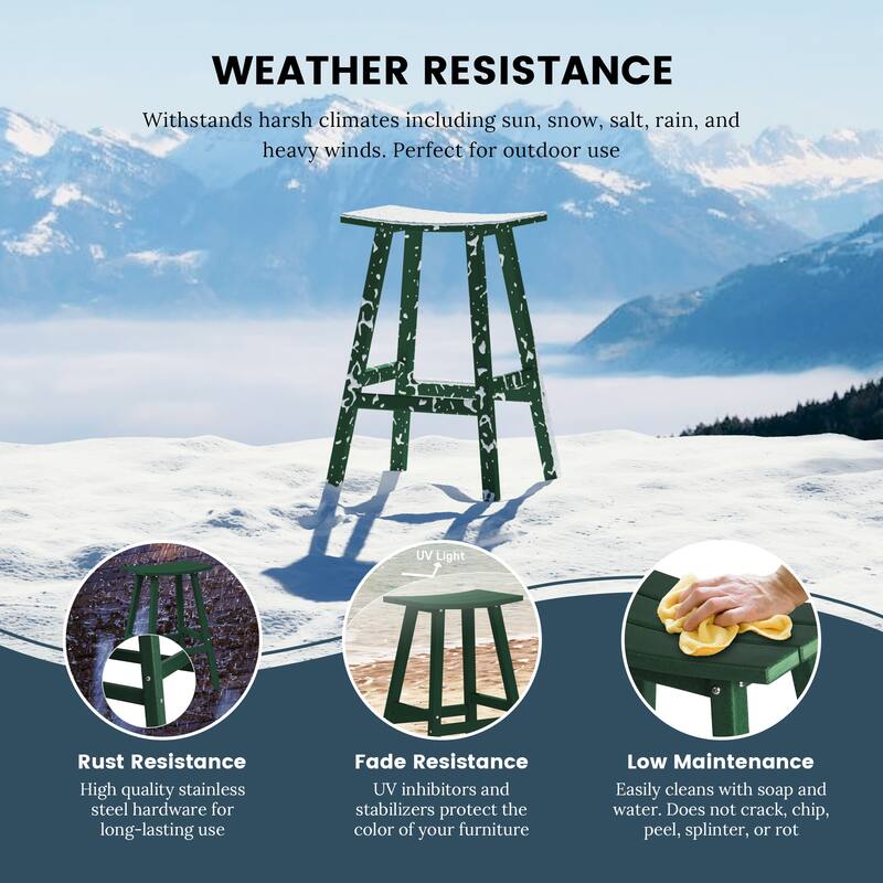 Laguna Hdpe All Weather Outdoor Patio 29" Saddle Seat Bar Stool (Set Of 2)