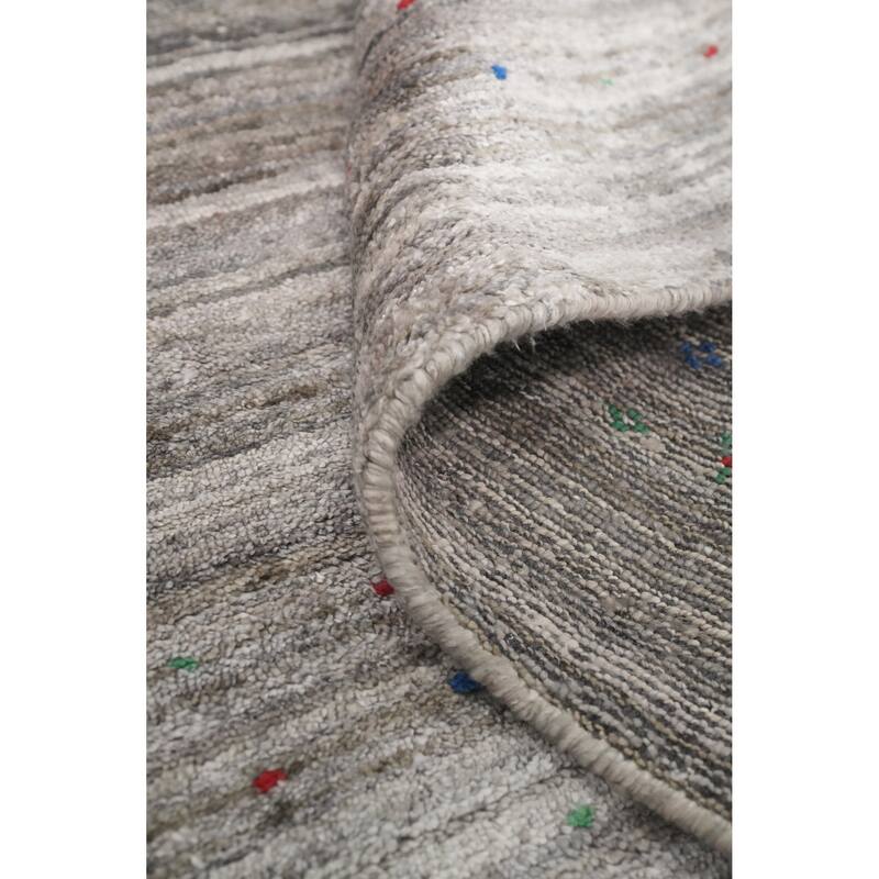 Hand Knotted Oriental Viscose Silk Carpet Tribal Animal Pictorial Greys & Charcoal Gabbeh Area Rug - 6' 2'' X 5' 11''