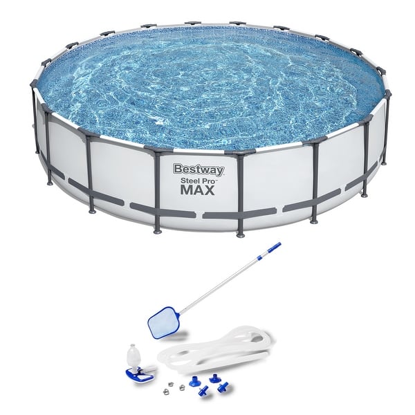 slide 2 of 8, Bestway 18ft x 48in Steel Pro Round Frame Above Ground Pool Set with Accessories