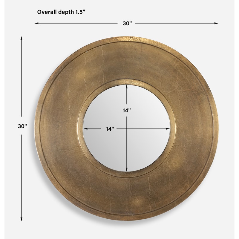 Uttermost Axel Round Brass Mirror - 30"H x 30"W x 1.5"D