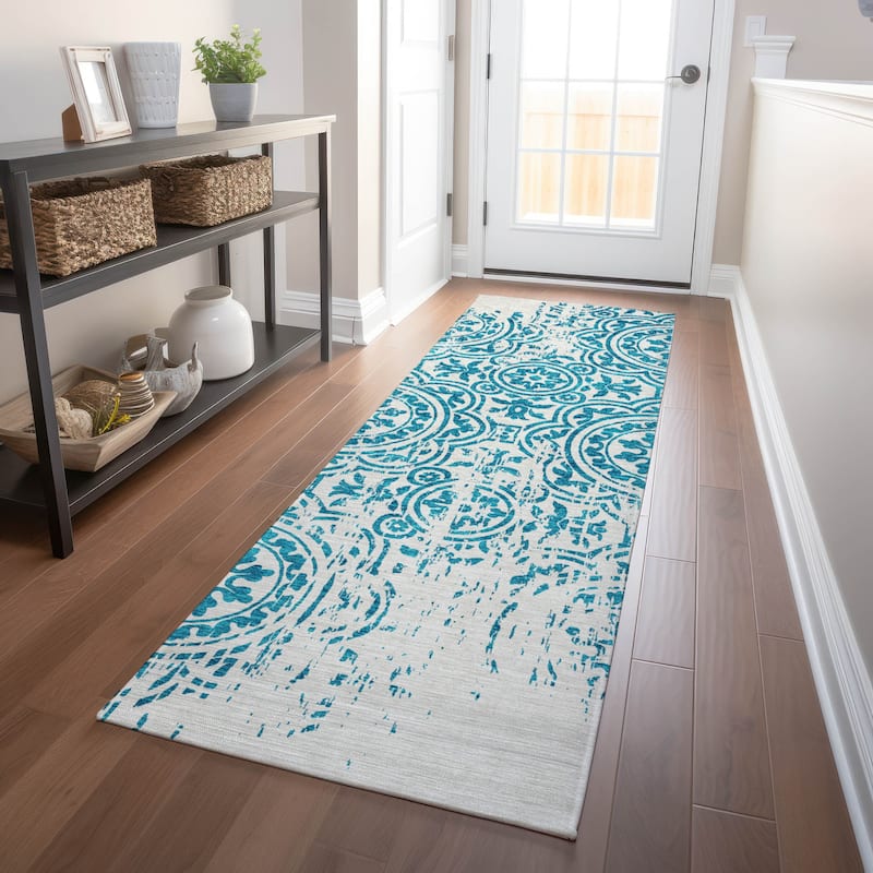 Premium Washable Super Soft Vanishing Medallion Mayfield Rug - Teal - 2' 3" x 7' 6"