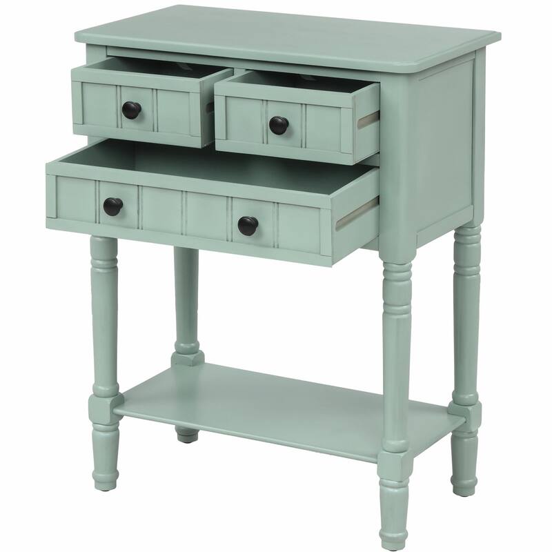 Narrow Console Table with 3 Drawers and Bottom Shelf