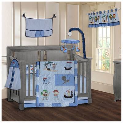 BabyFad Pirates 9 piece Boys' Baby Crib Bedding Set
