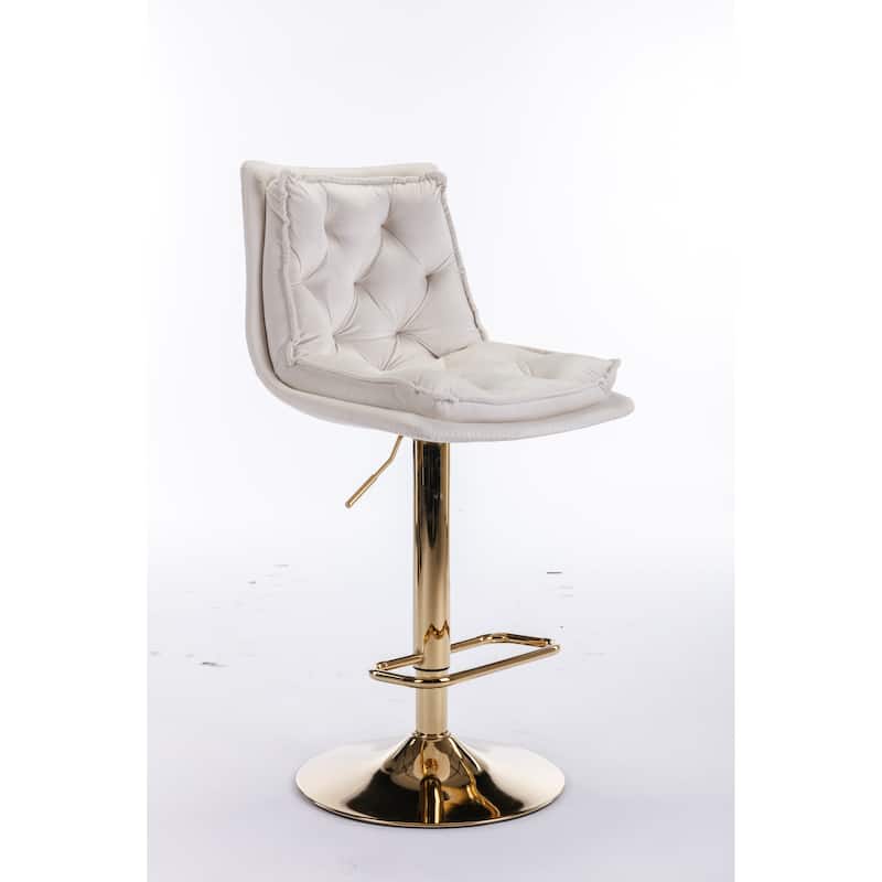 Velvet Swivel Bar Stools Set of 2, Dining Bar Stool with Height Adjustable, Upholstered Kitchen Stools with Footrest聽
