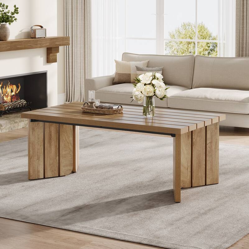 47" Rectangular Wooden Center Coffee Table for Living Room