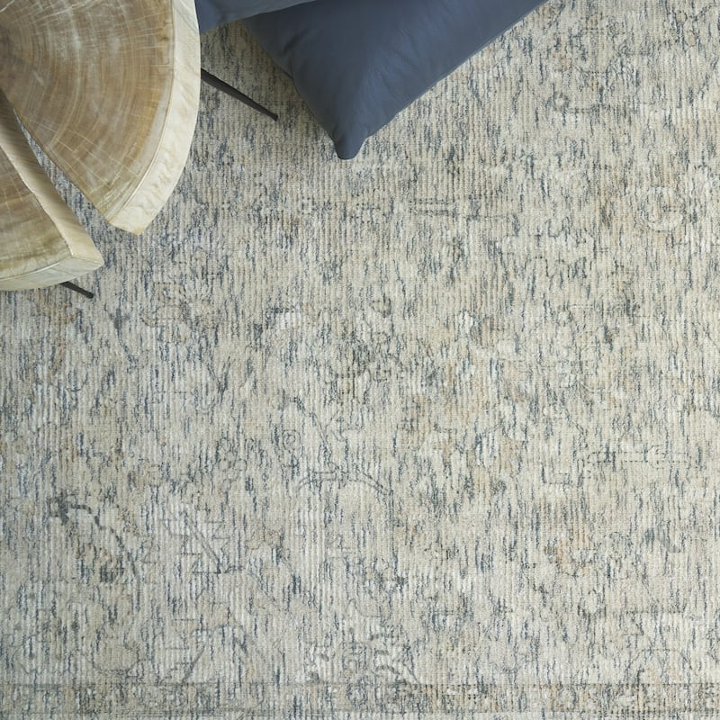 EXQUISITE RUGS Tuscany Hand-loomed Wool/Bamboo Silk Beige/Blue Area Rug.