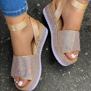 Platform rhinestone sandals clearance