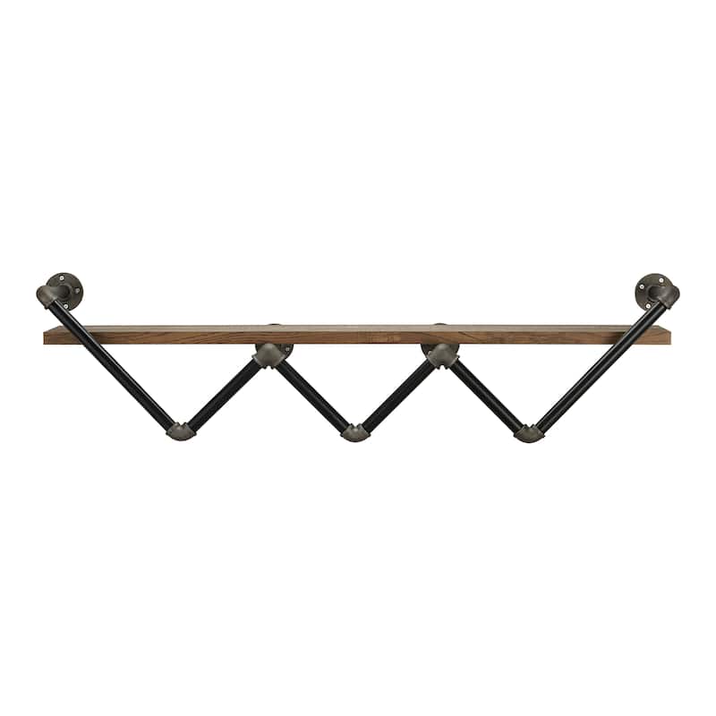 DH BASIC Industrial Reclaimed Oak 50-Inch Metal 1-Tier Wall Shelf by Denhour