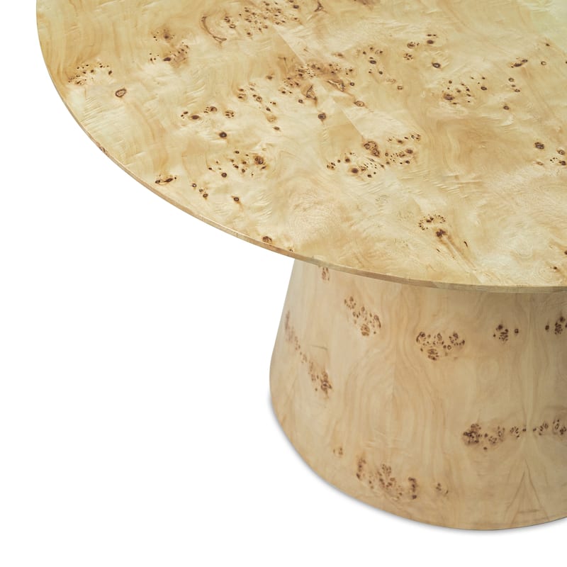 Gianna Transitional Burl Wood Round Dining Table by Sevita, 60" D x 60" W x 30" H - 60"D x 60"W x 30"H