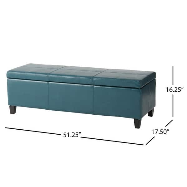 dimension image slide 4 of 3, Lucinda Faux Leather Storage Bench by Christopher Knight Home - 51.25" L x 17.50" W x 16.25" H