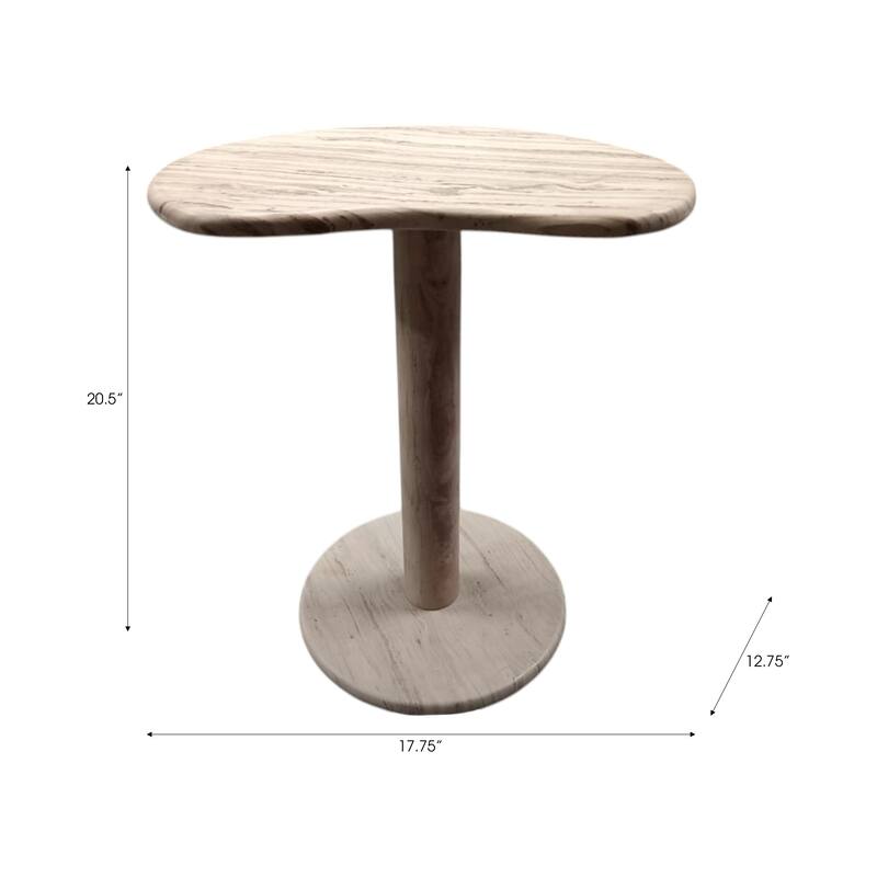 Marble Stone Accent Table Sculptural Base Valencia Style - 22" Ivory - 17.75" x 12.75" x 21.5"