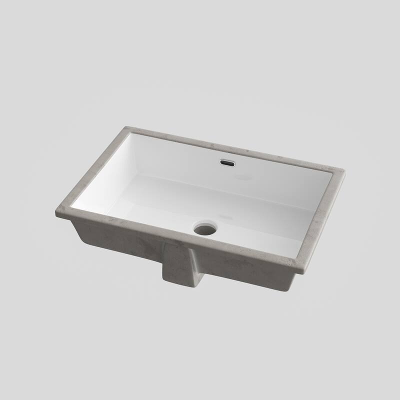HOROW 23.63 in. White Ceramic Rectangular Undermount Sink with Overflow Drain