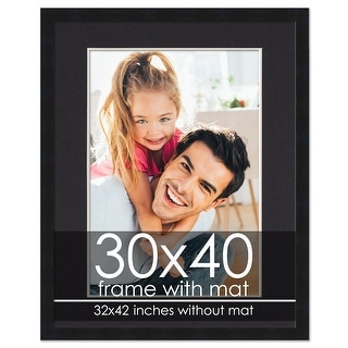 30x40 Frame with Mat - Black 32x42 Frame Wood Made to Display Print or ...