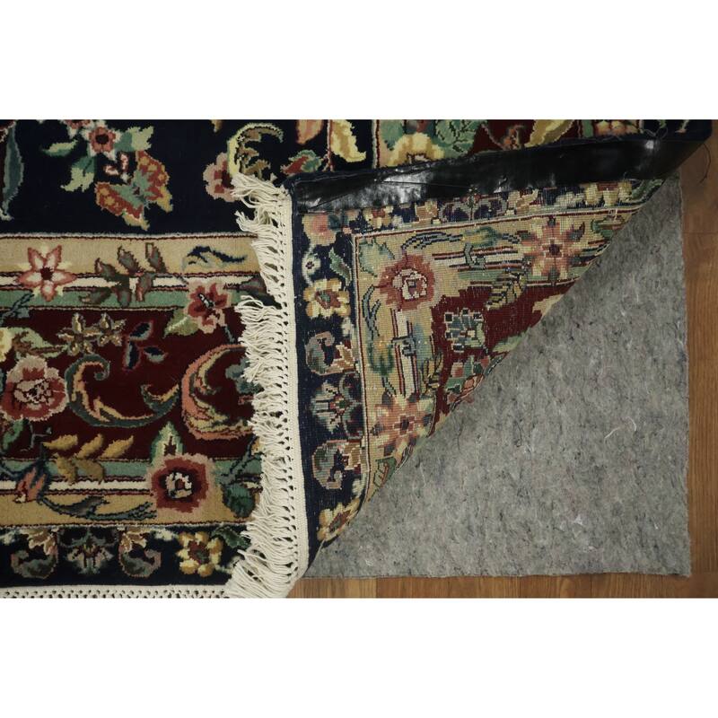 Hand Knotted Oriental 100% Wool Carpet Traditional All-Over Black Aubusson Area Rug - 10' 2'' X 7' 10''