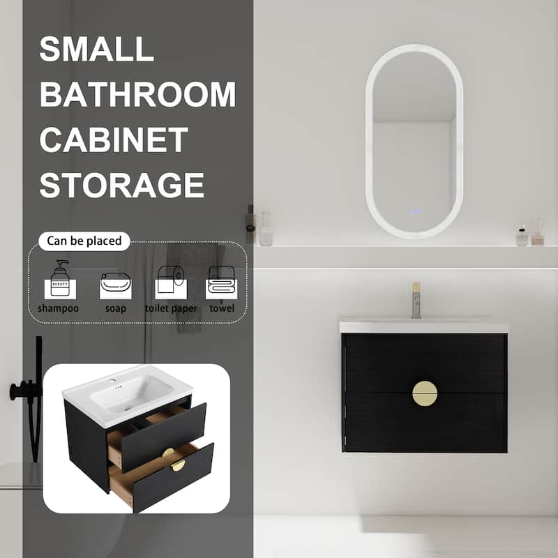 Bathroom Vanity With Sink In 24/28/30/60 Inch, Floating Bathroom Vanity With Soft Close Drawer