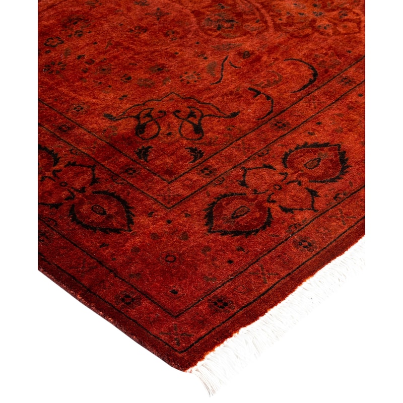Overdyed One-of-a-Kind Hand-Knotted Area Rug - Red - 4' 2" x 6' 2"