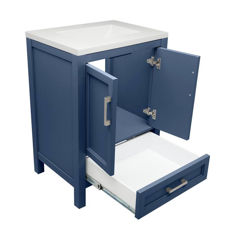 Nevado 25 in. W x 19 in. D x 36 in. H Bath Vanity in with White Cultured Marble Top Single Hole