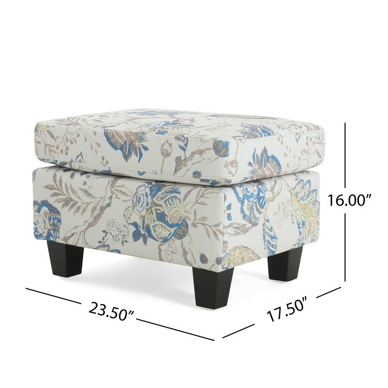 Two-Tone Beige & Blue Upholstered Ottoman - Contrast Home Accent