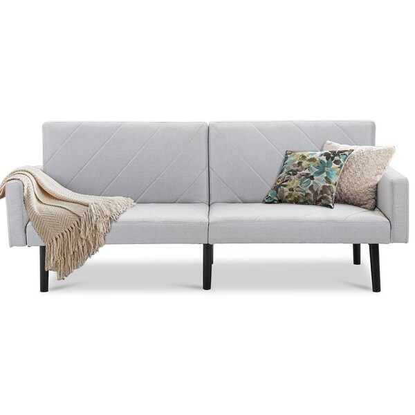 Gymax Futon Sofa Bed Convertible Recliner Couch Splitback Sleeper w/ Wood Legs