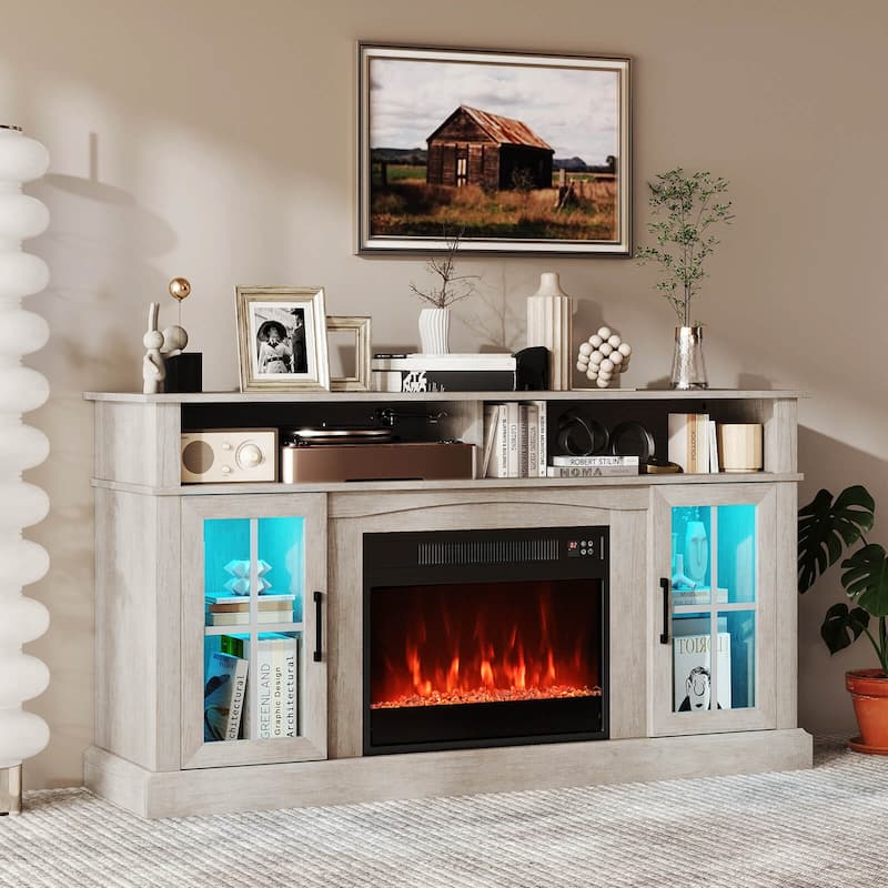 Costway 58" Fireplace TV Stand with LED Lights Entertainment Center - See Details