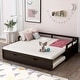 preview thumbnail 12 of 34, Extendable Daybed with Trundle, Wooden Platform Sofa Bed, Twin to King Size Extend Bed Furniture for Bedroom Living Room Espresso - Twin