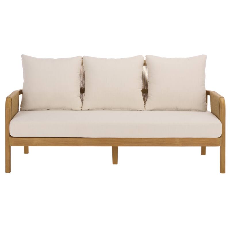 SAFAVIEH Couture Rogers Teak & Hyacinth Sofa - 69"W x 34"D x 34"H