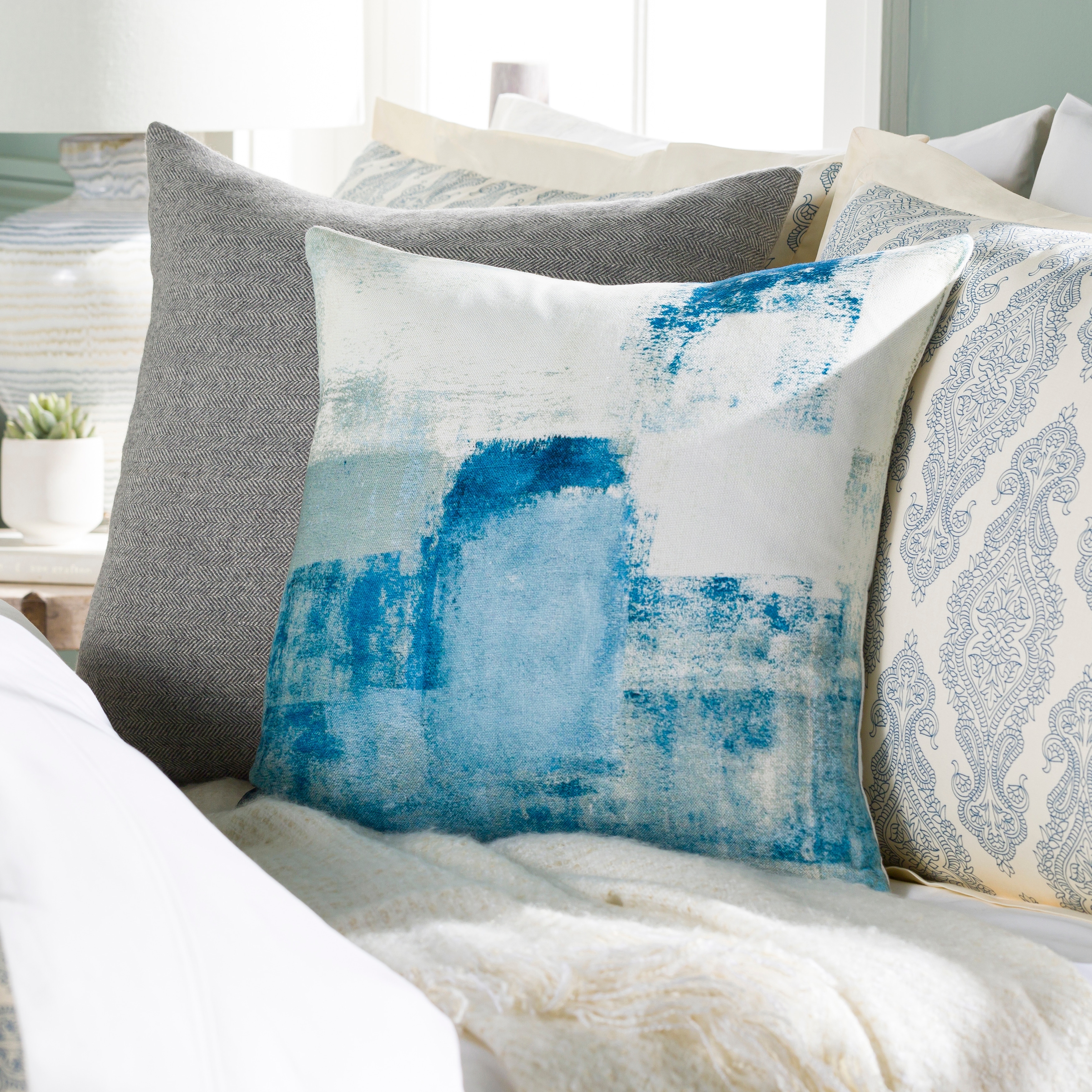 Artistic Weavers Lorlene Watercolor Smudge Throw Pillow