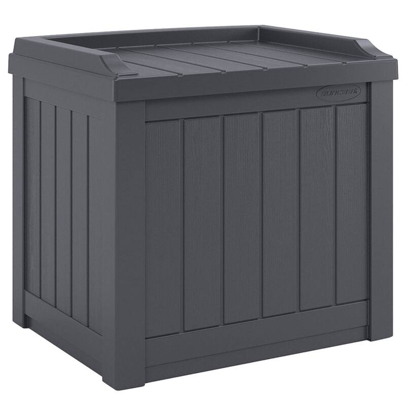 Suncast 22 Gal Outdoor Patio Small Deck Box w/Storage Seat, Cyberspace (3 Pack) - 17.5